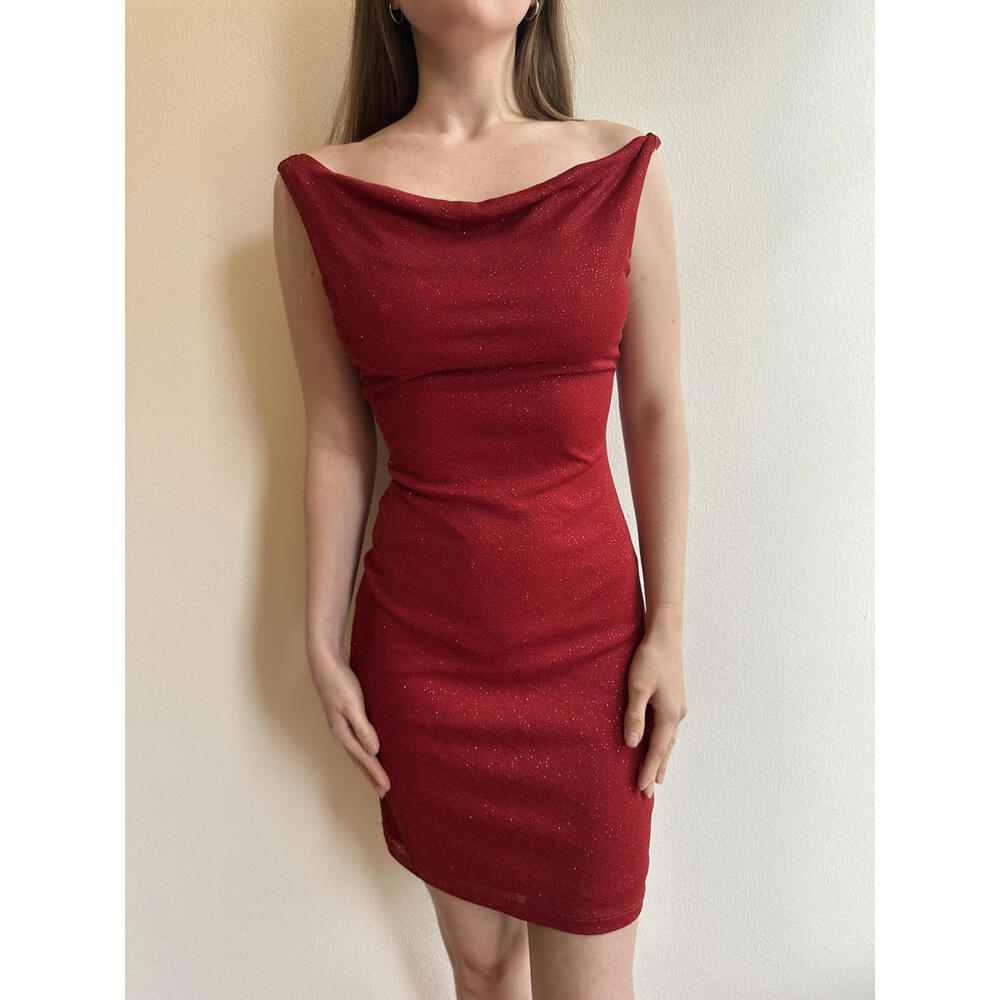 Rampge‎ Glitter Red Cowl Neck Low Back Dress